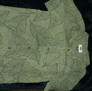 Old Navy Grn Palms linen button camp shirt 6/7